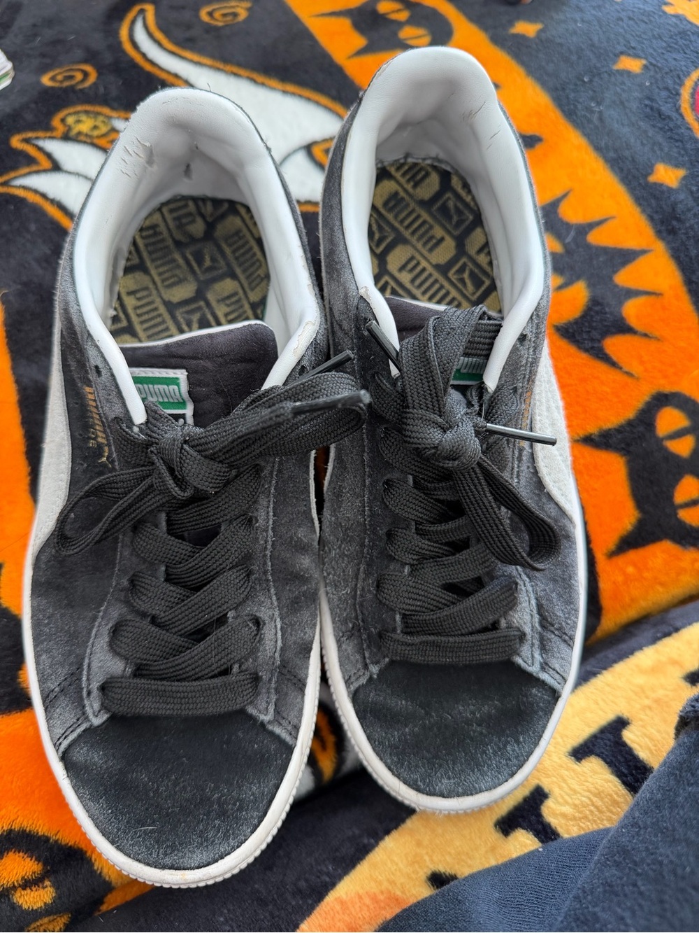Puma Black Suede Sneakers with White Formstrip